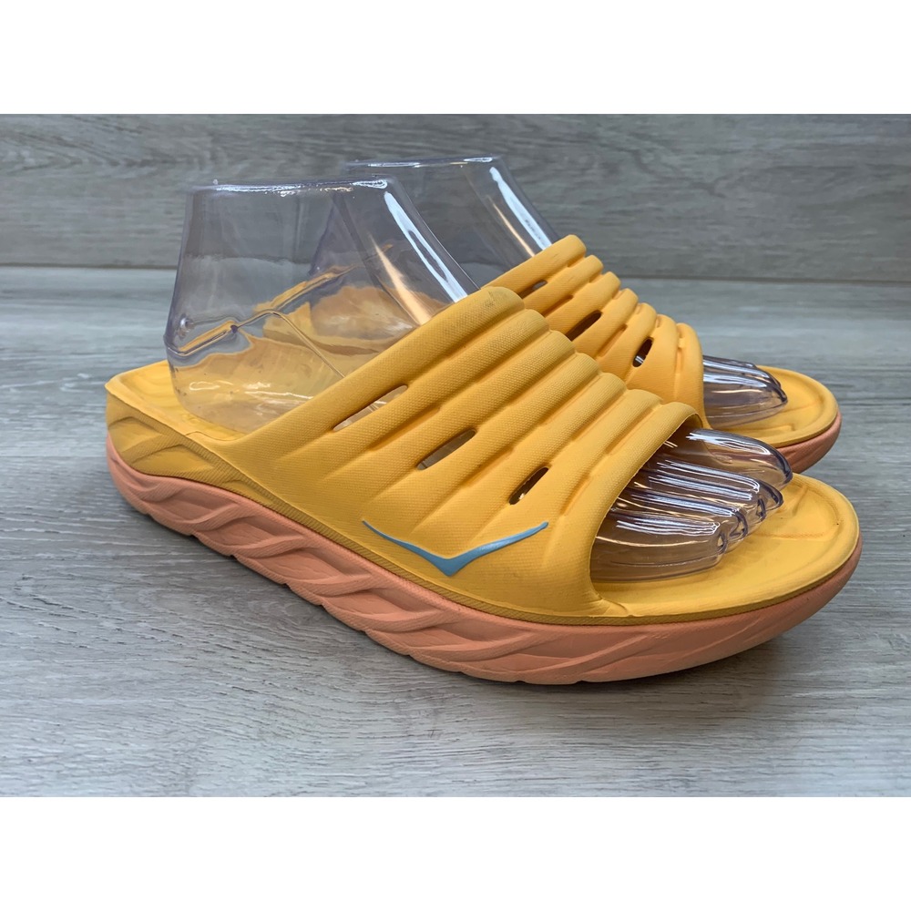 Hoka One One Ora Recovery Slide Women's 2 Yellow Peach Women's 9 Sandals Shoes